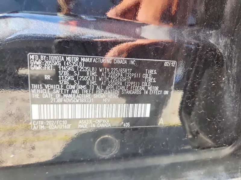2012 TOYOTA RAV4 BASE  