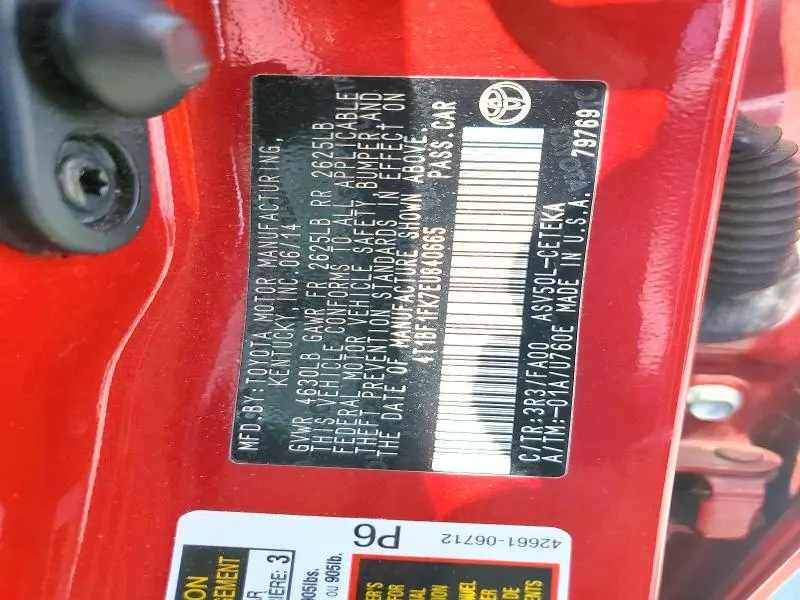 2014 TOYOTA CAMRY L  