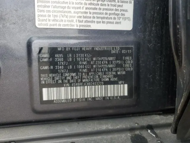 2011 SUBARU OUTBACK 3.6R LIMITED