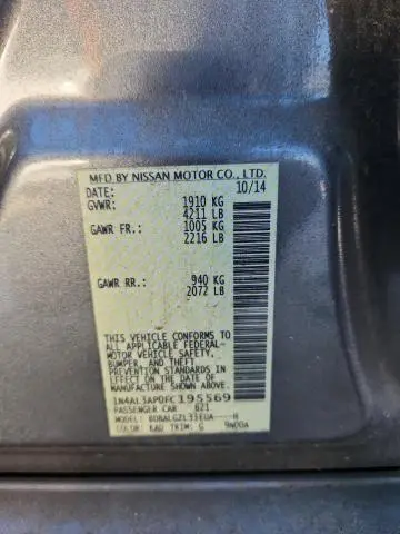 2015 NISSAN ALTIMA 2.5  