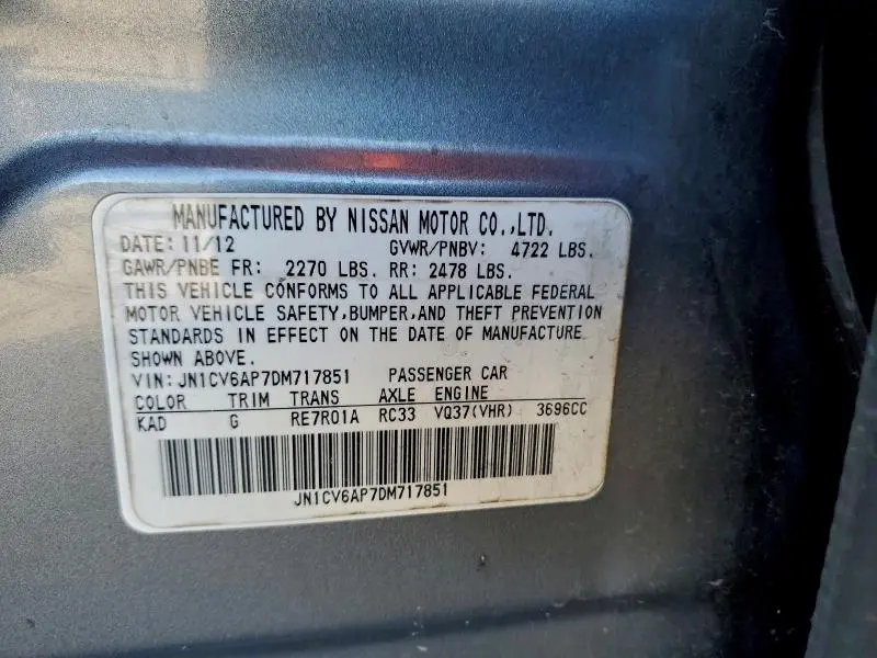 2013 INFINITI G37 BASE  