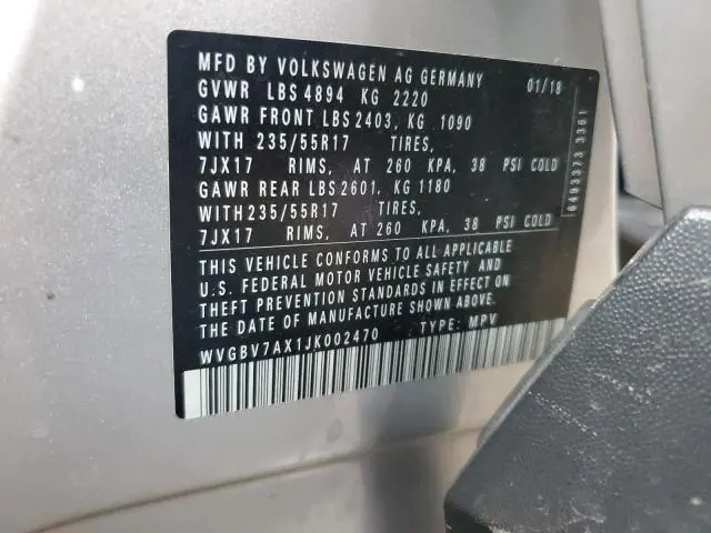 2018 VOLKSWAGEN TIGUAN LIMITED   