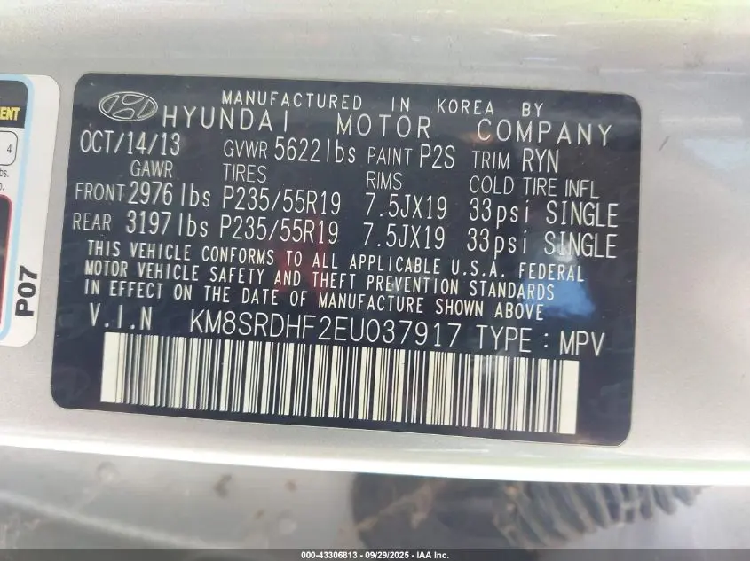 2014 HYUNDAI SANTA FE LIMITED