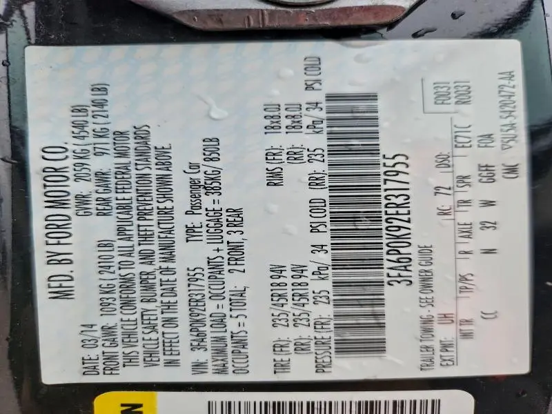 2014 FORD FUSION TITANIUM  