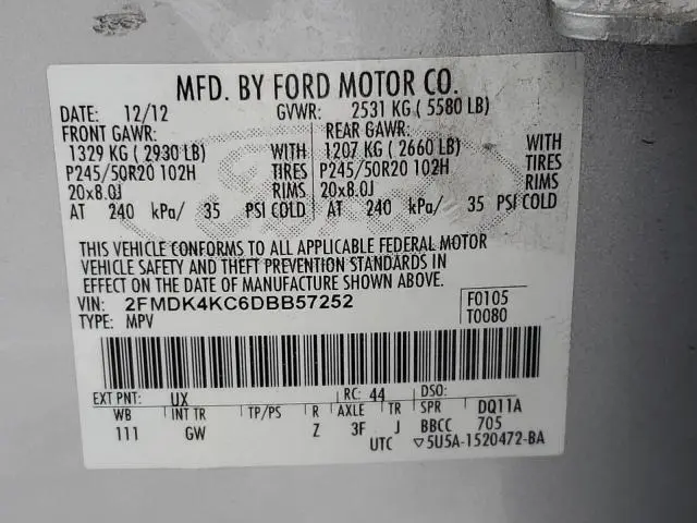 2013 FORD EDGE LIMITED  