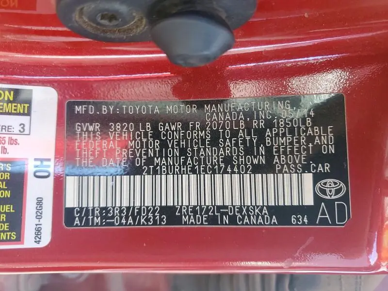 2014 TOYOTA COROLLA S PLUS  