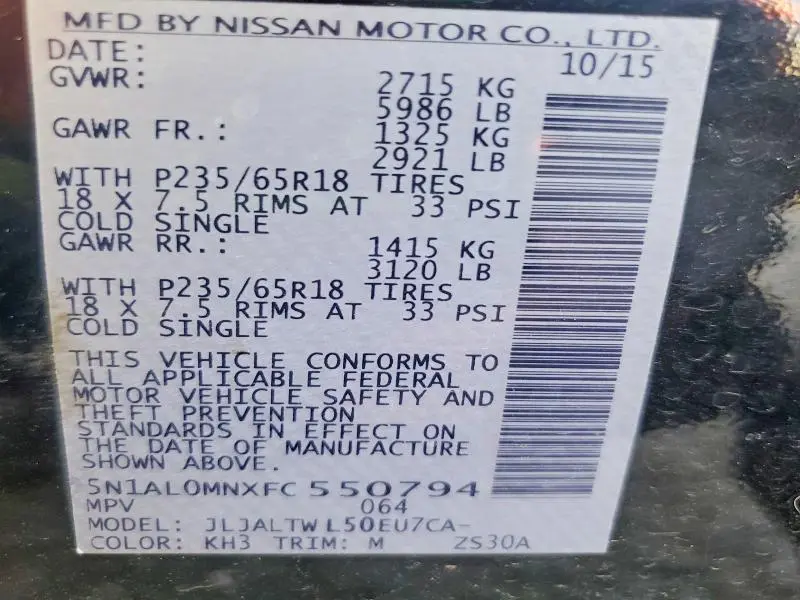 2015 INFINITI QX60 BASE  