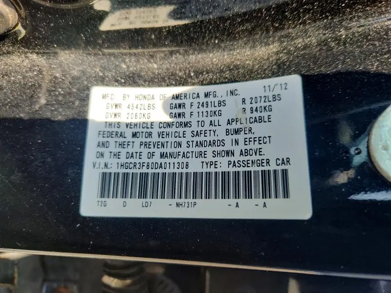 2013 HONDA ACCORD EXL  