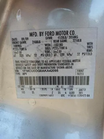 2010 FORD ESCAPE XLT  