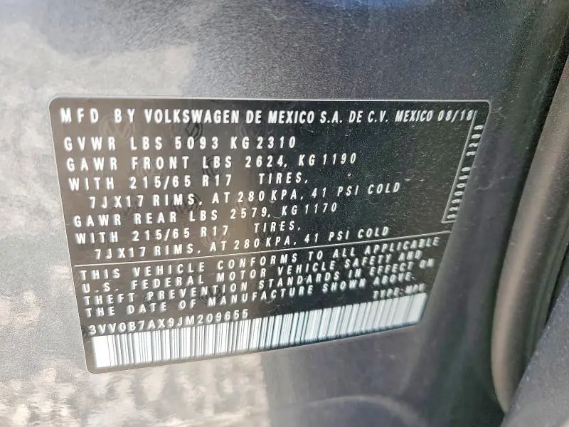 2018 VOLKSWAGEN TIGUAN S  