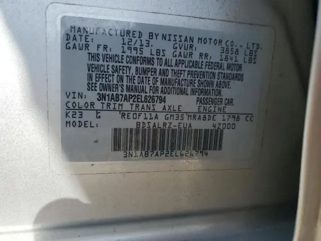 2014 NISSAN SENTRA S  