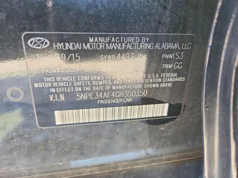 2016 HYUNDAI SONATA LIMITED  