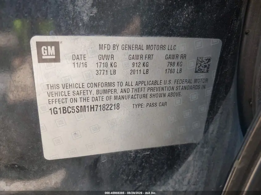 2017 CHEVROLET CRUZE LS AUTO