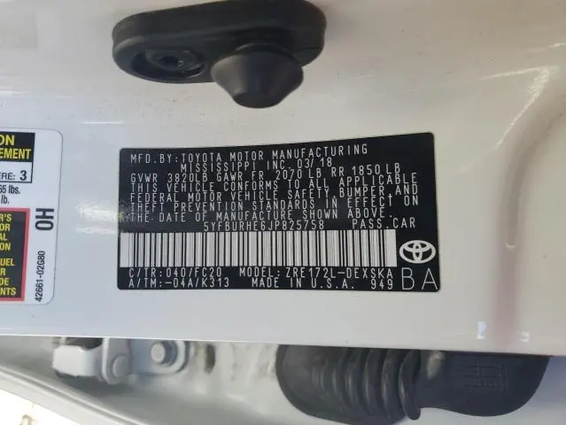 2018 TOYOTA COROLLA L  