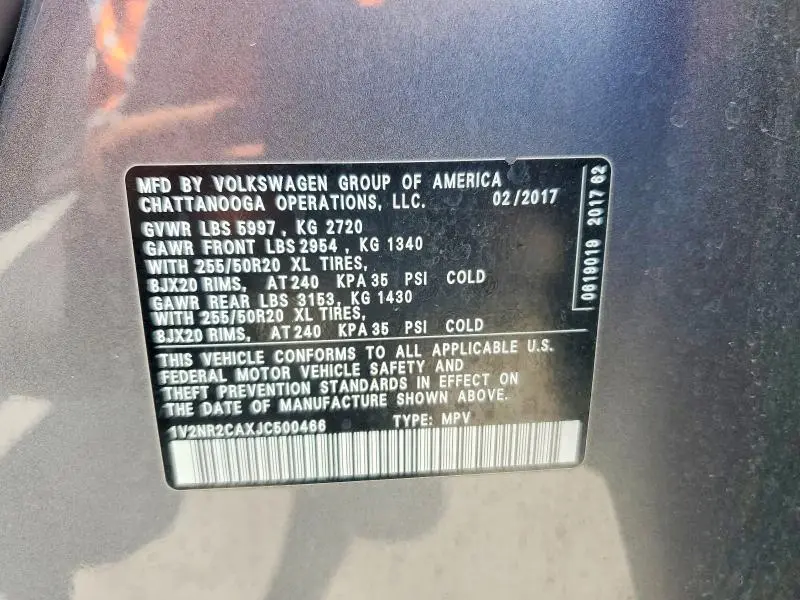2018 VOLKSWAGEN ATLAS SEL PREMIUM  