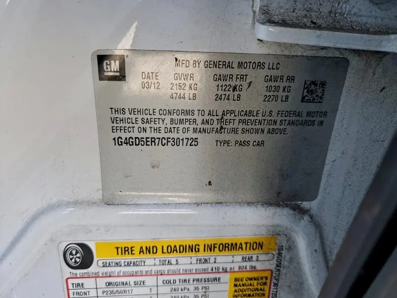 2012 BUICK LACROSSE PREMIUM  