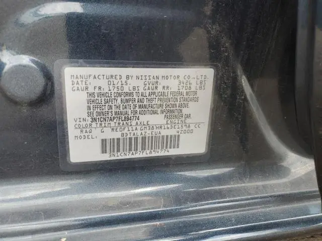 2015 NISSAN VERSA S  