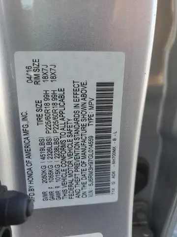 2016 HONDA CR-V TOURING  