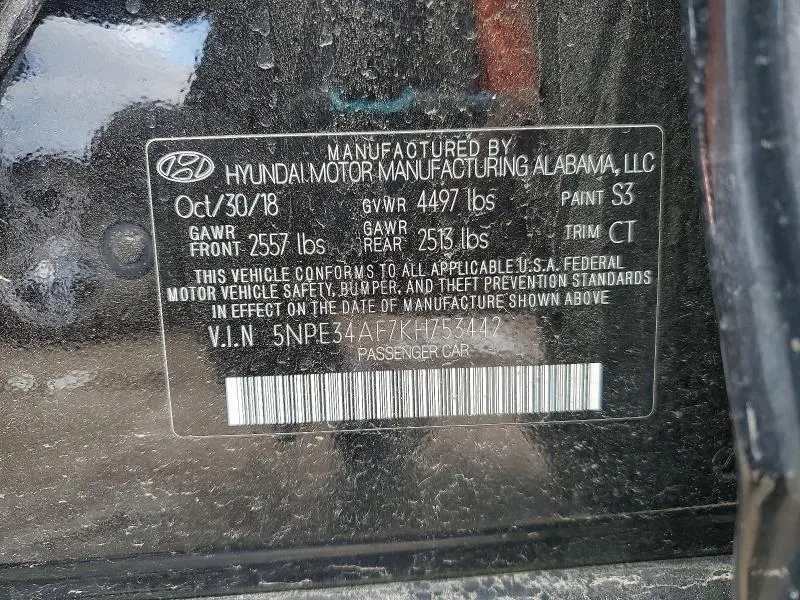 2019 HYUNDAI SONATA LIMITED  