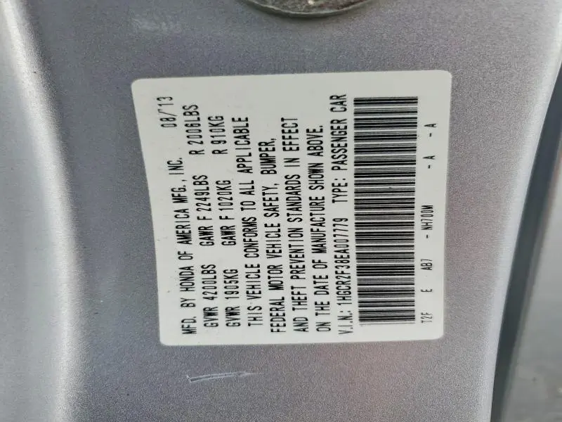 2014 HONDA ACCORD LX  