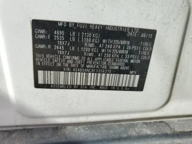 2015 SUBARU OUTBACK 2.5I LIMITED  