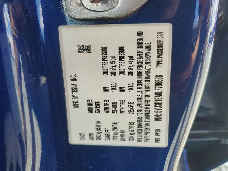 2020 TESLA MODEL 3   