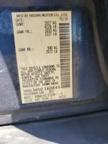 2016 NISSAN ALTIMA 2.5