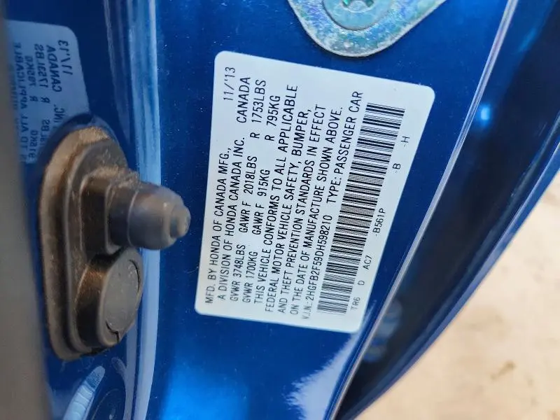 2013 HONDA CIVIC LX  
