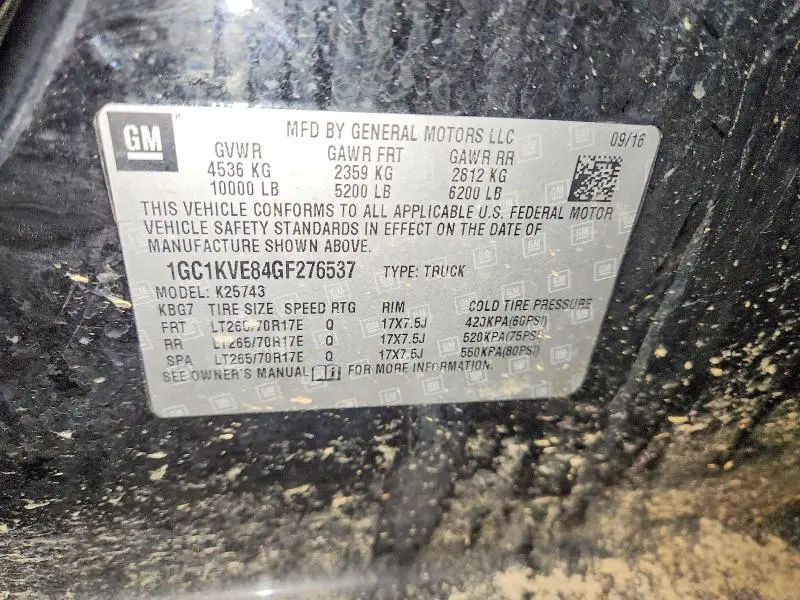 2016 CHEVROLET SILVERADO K2500 HEAVY DUTY LT  