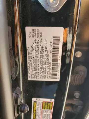 2022 HONDA RIDGELINE RTL  