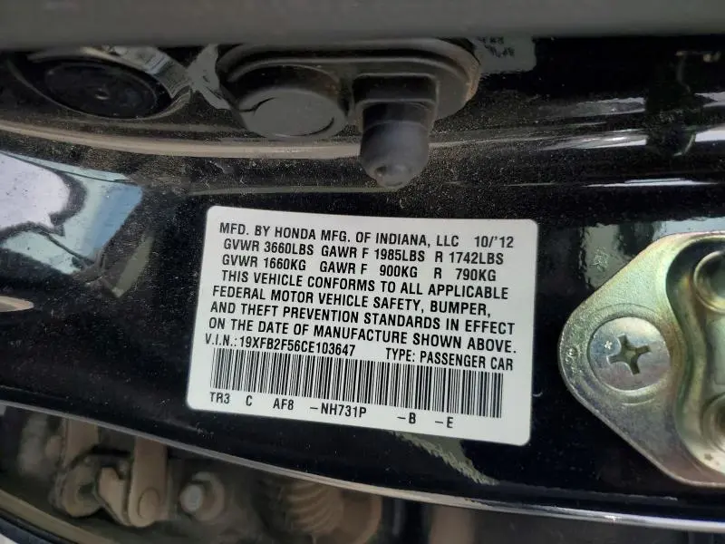 2012 HONDA CIVIC LX  