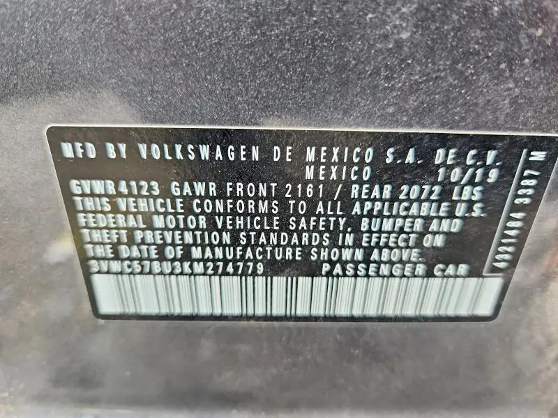 2019 VOLKSWAGEN JETTA S  