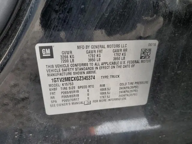 2016 GMC SIERRA K1500 SLE  