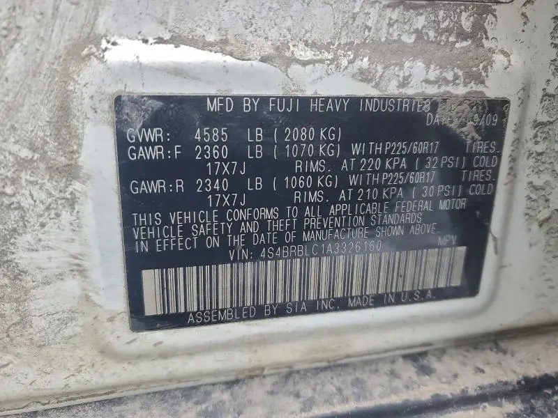 2010 SUBARU OUTBACK 2.5I LIMITED  