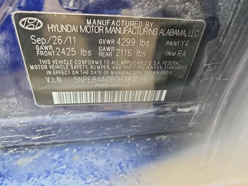 2012 HYUNDAI SONATA GLS  