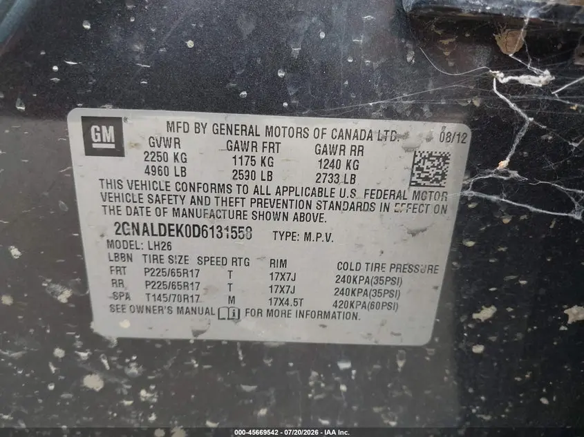 2013 CHEVROLET EQUINOX LT