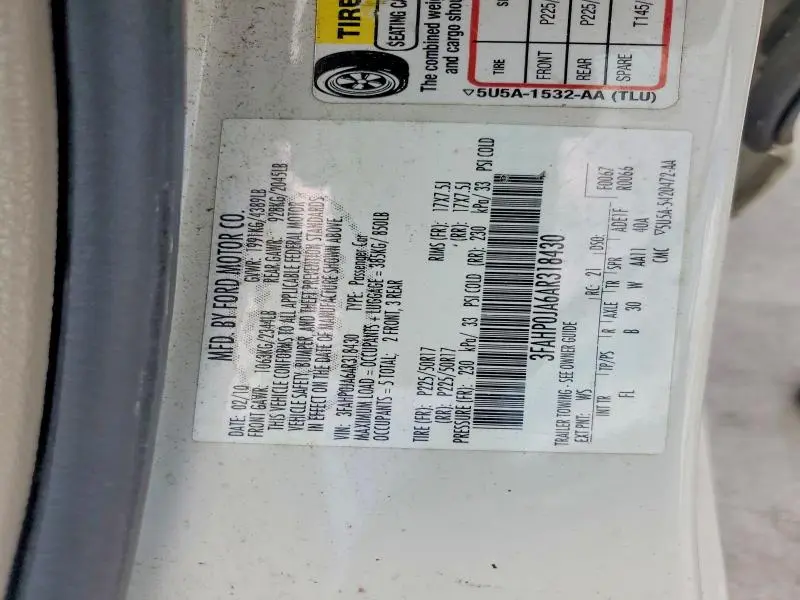 2010 FORD FUSION SEL  