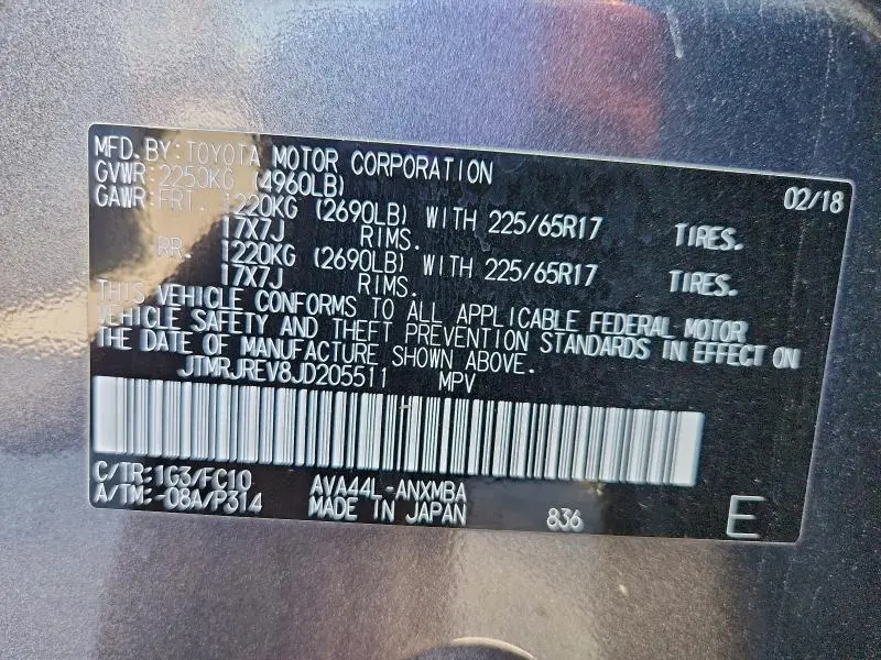 2018 TOYOTA RAV4 HV LE  