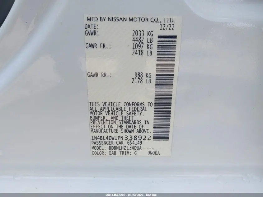 2023 NISSAN ALTIMA SV INTELLIGENT AWD