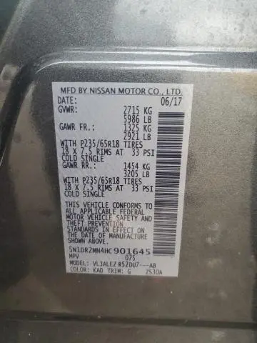 2017 NISSAN PATHFINDER S  