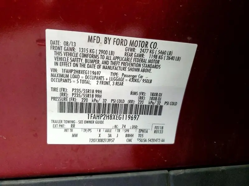 2014 FORD TAURUS SEL  