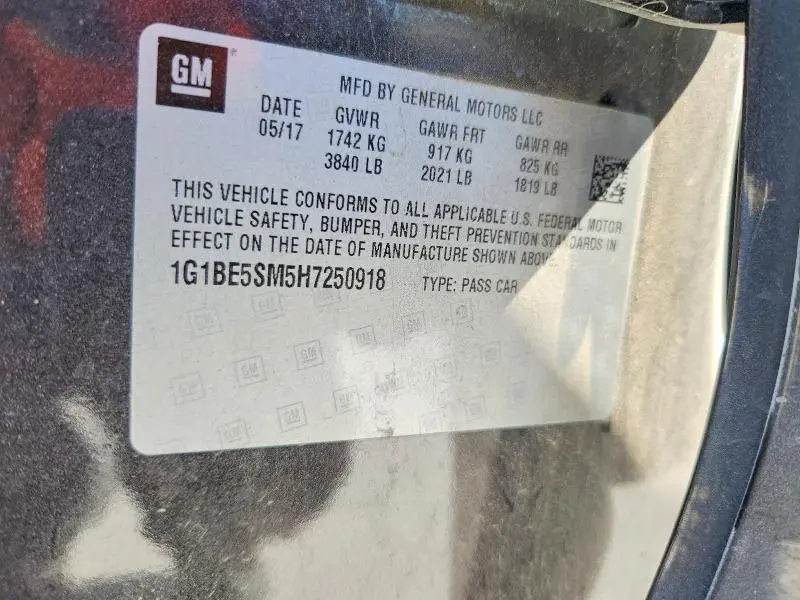 2017 CHEVROLET CRUZE LT  