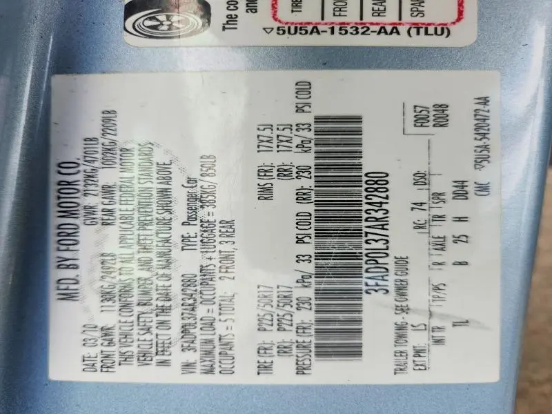 2010 FORD FUSION HYBRID  