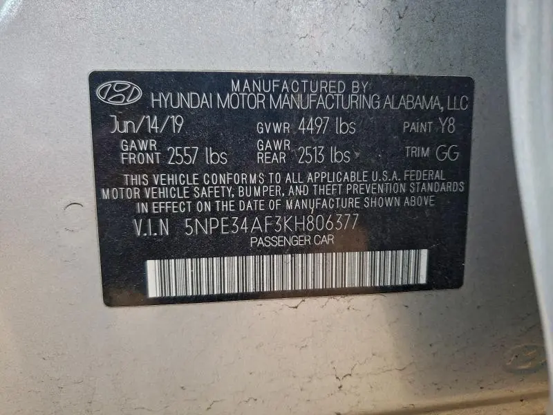 2019 HYUNDAI SONATA SEL  