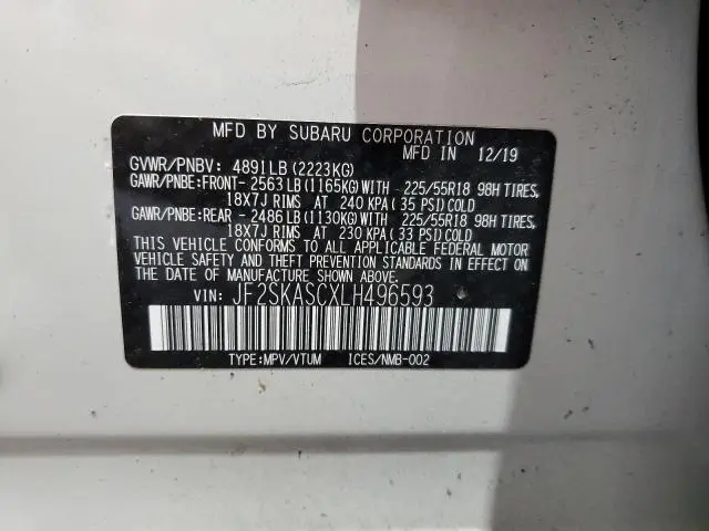 2020 SUBARU FORESTER LIMITED  