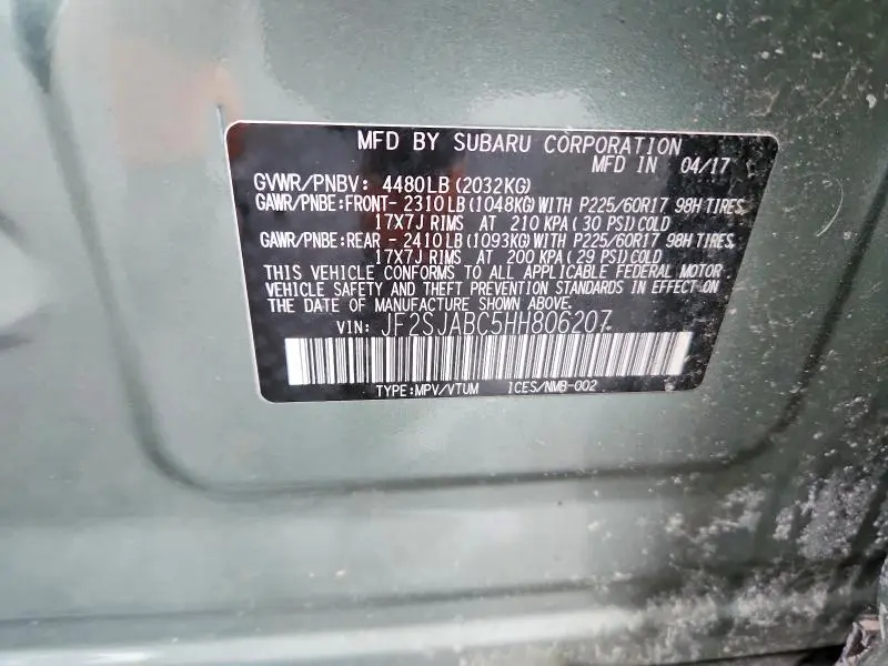 2017 SUBARU FORESTER 2.5I  