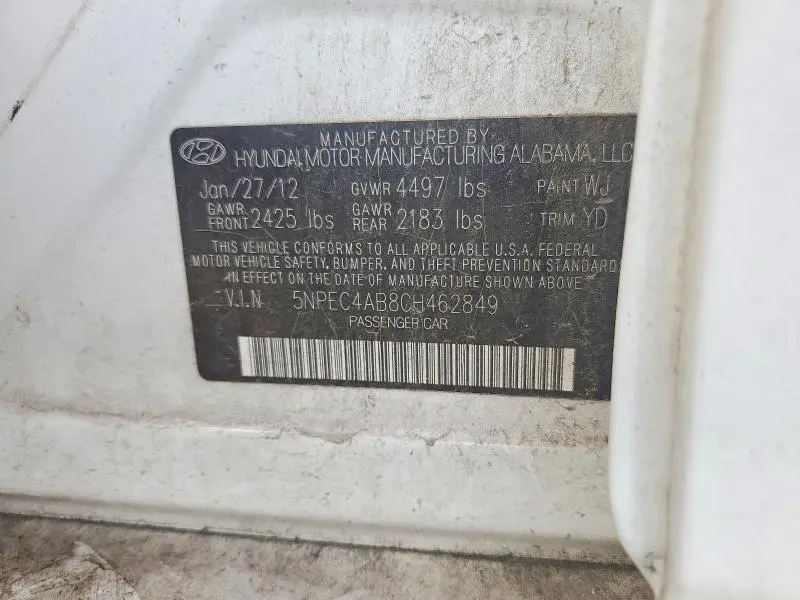 2012 HYUNDAI SONATA LIMITED 2.0T  