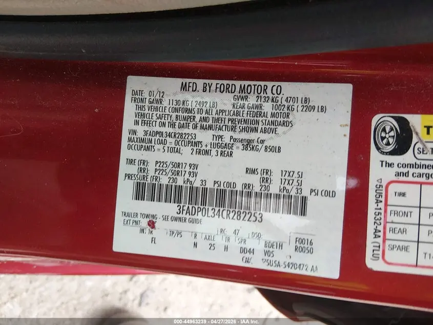 2012 FORD FUSION HYBRID  