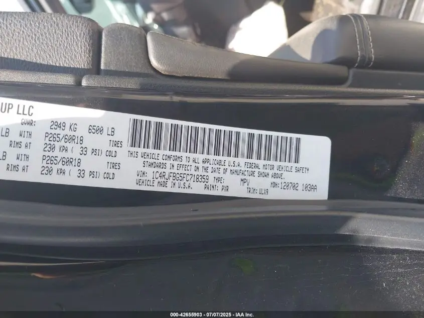 2015 JEEP GRAND CHEROKEE LIMITED