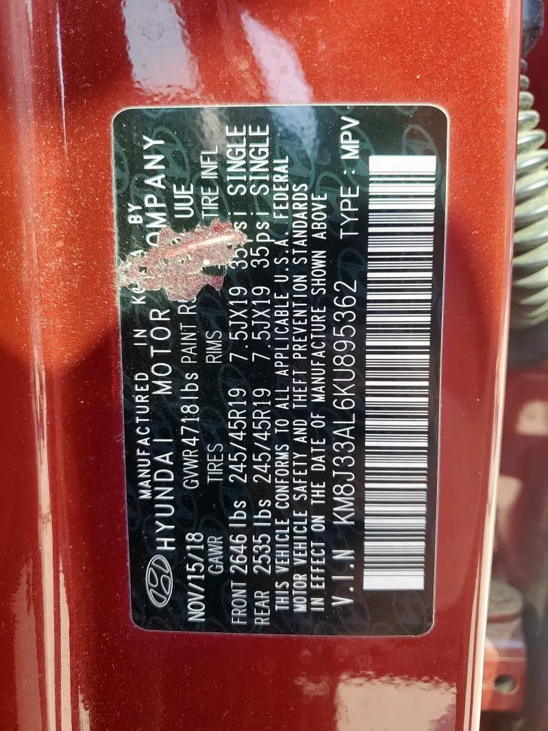 2019 HYUNDAI TUCSON LIMITED  